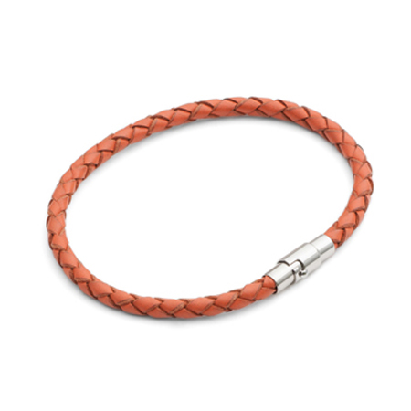 Tribal Steel orange leather thin bracelet